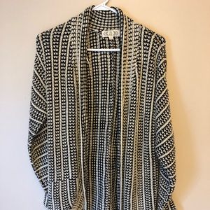 tan and black thick cardigan